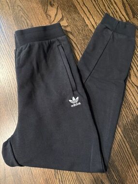 adidas Black Kids Joggers with White Trefoil